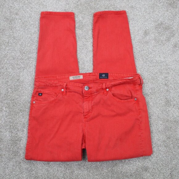 AG Adriano Goldschmied Jeans Mens 32R Red The Stevie Ankle Slim Straight Ankle - Picture 1 of 14